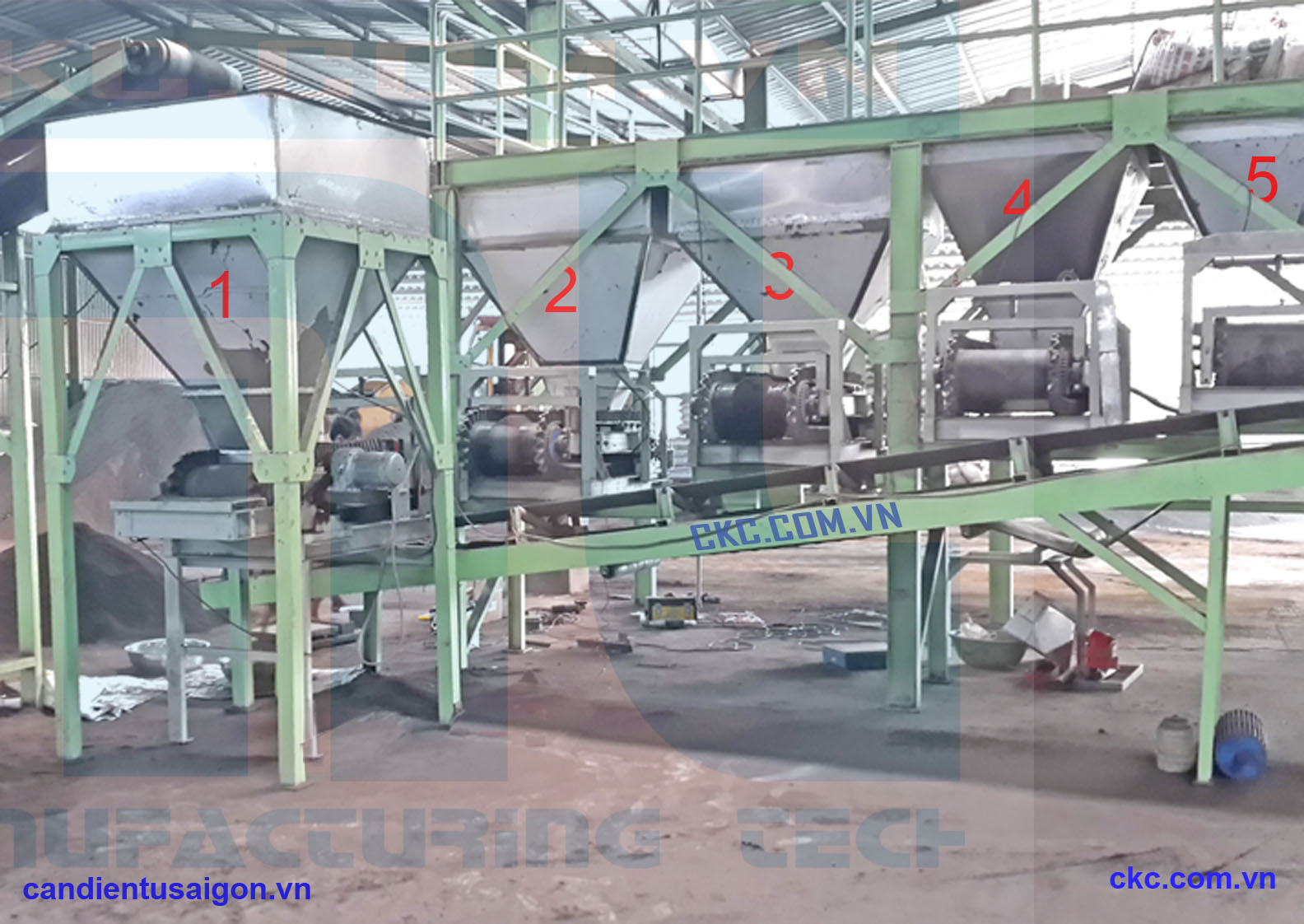 Hệ thống cân băng tải phối trộn phân bón hữu cơ, phân vi sinh