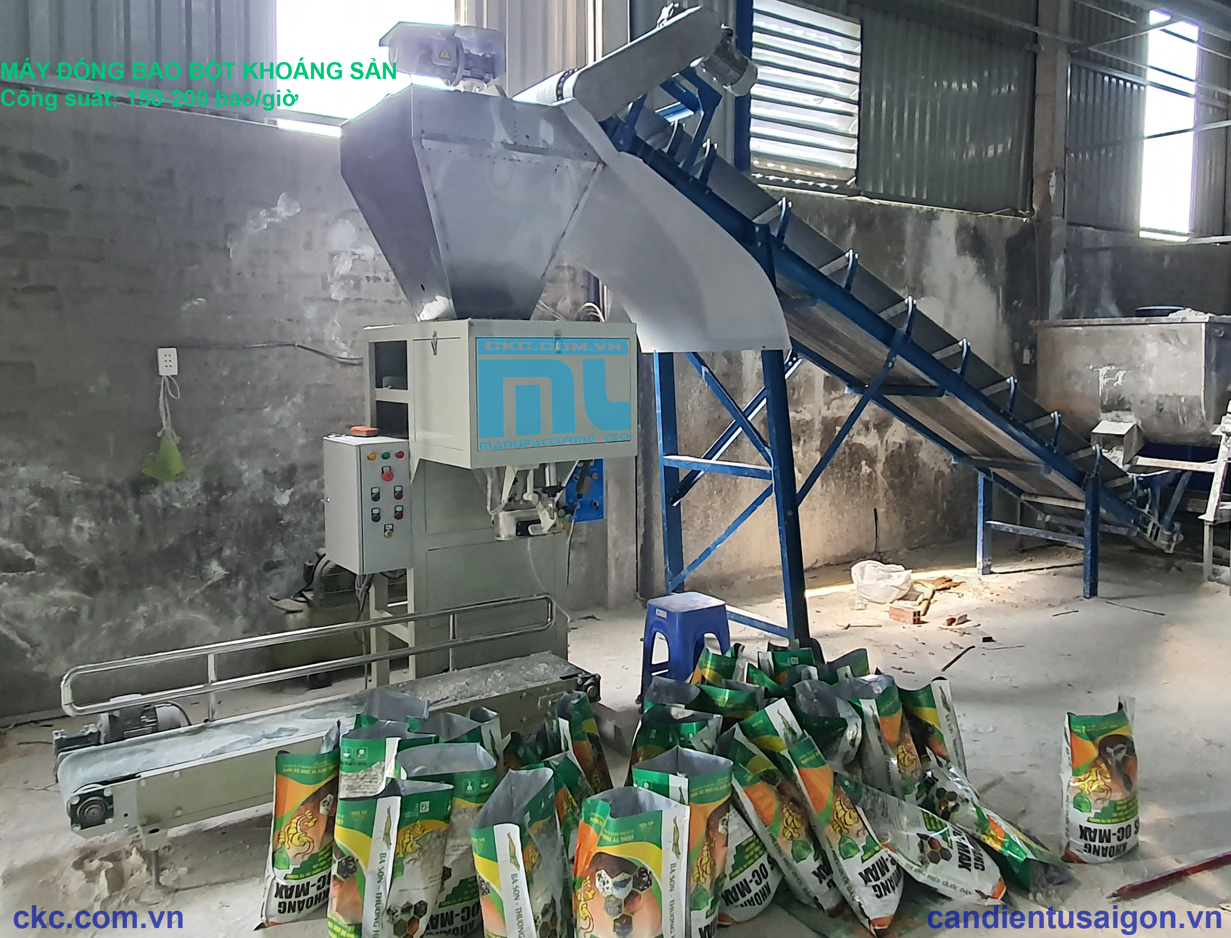 Máy đóng bao đóng gói bột khoáng tôm